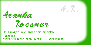 aranka kocsner business card